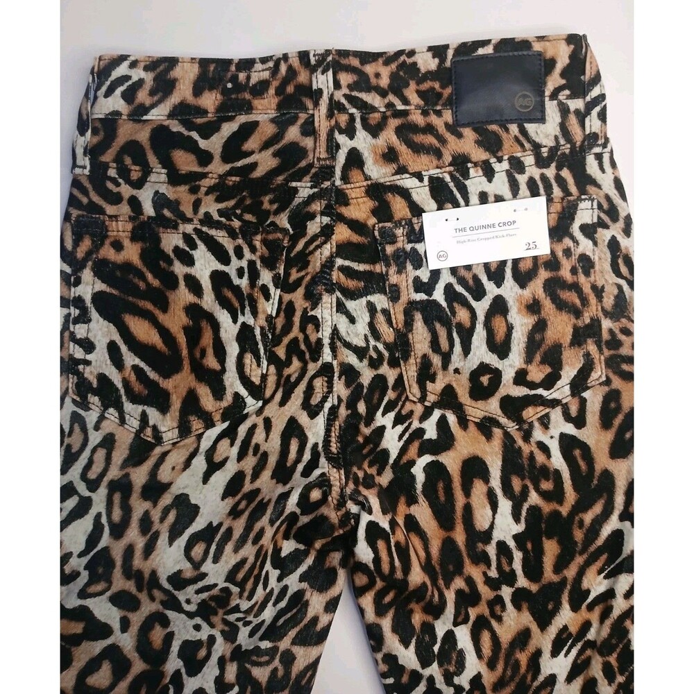 AG Adriano Goldschmied Pant Sz 25 Quinne Crop High-rise Kick Flare Leopard Print - Picture 6 of 16
